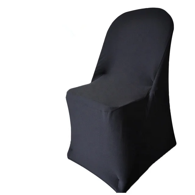 Stretch Spandex Black Folding Chair Cover for Wedding Party Dining Banquet Events Hotel Restaurant