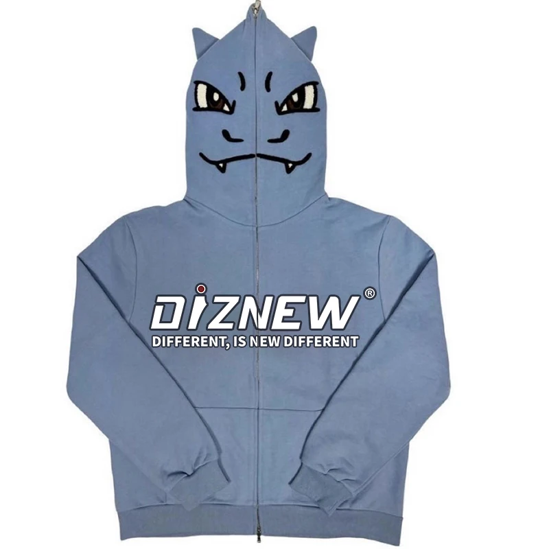 DiZNEW 2022 New High Quality Custom Anime Design Hoodie All Over Printed Cartoon Full Zip up Hoodie