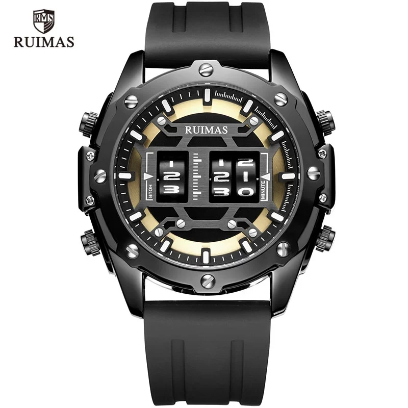 RUIMAS 553 New Style Made in Prc Man Digital Watch Weird Rubber Band Water  Resist Futuristic Vintage Electric Hand Watch