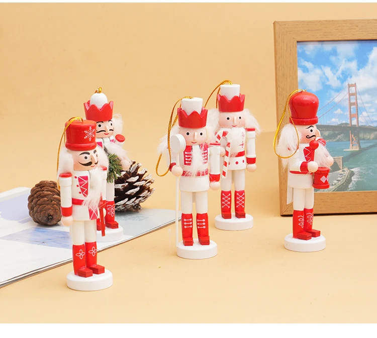 Factory Price Bulk 12cm 5pcs Mini Custom Wooden Nutcracker Soldier Set