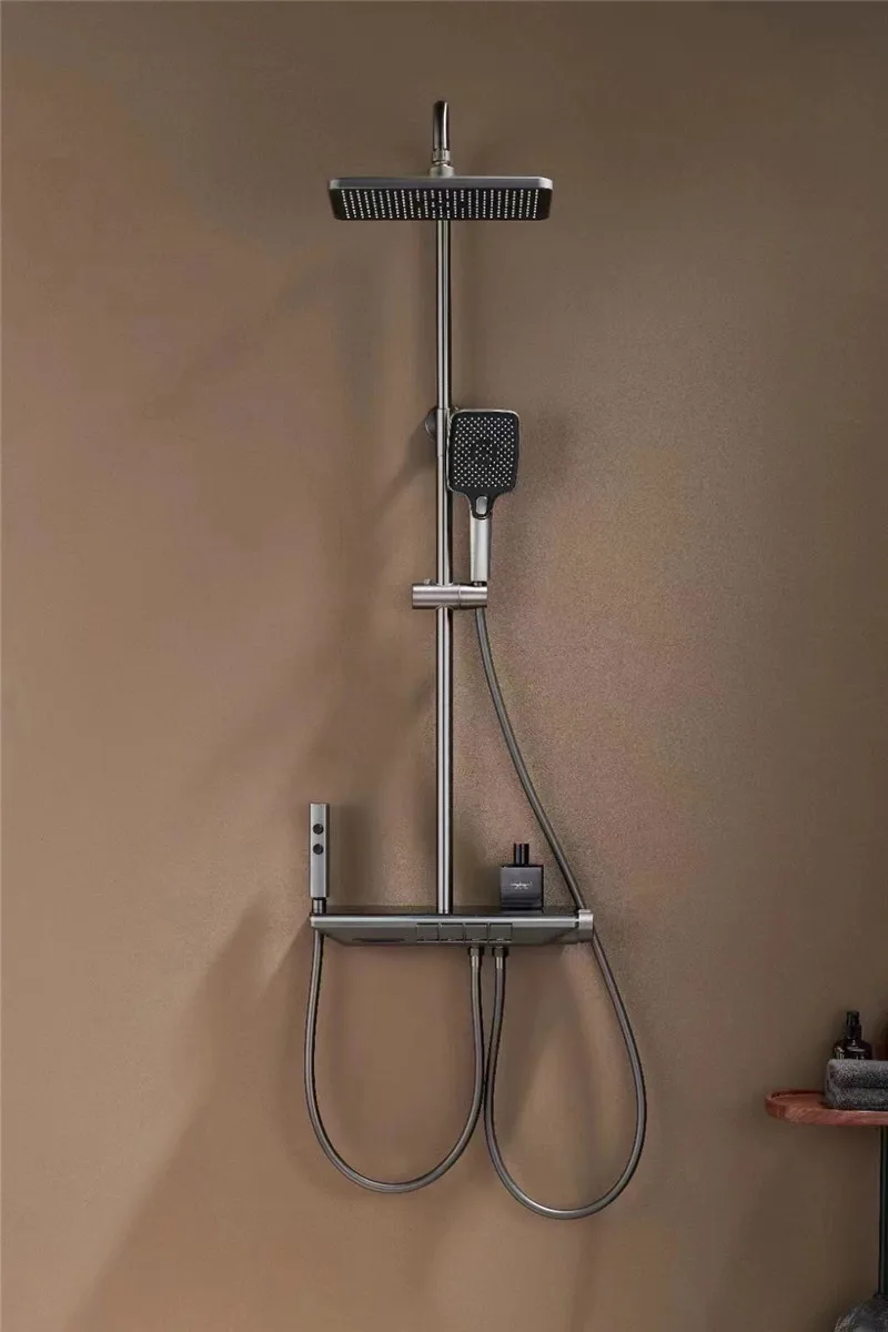 Bathroom Brass Bath Shower Faucets Set Hot & Cold Mixer Bathtub Waterfall Tap Led Digital