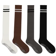 Stripe Top Solid Color Indoor Warm Stocking Grip Bottom Non Slip Socks for Ballet Yoga Pilates Sports Socks