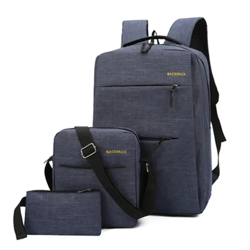 I 0165 USB Charging Bag Casual Multifunctional Backpacks Men School Bags 3pcs set Backpacks Fashion Laptop Bag Small Backpack