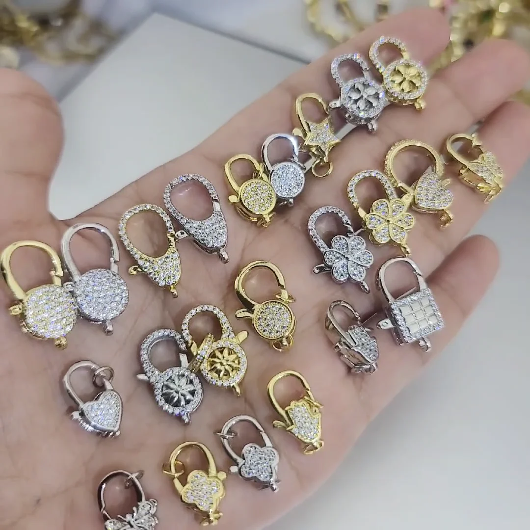 CZ8188 18k Gold Plated Diamond CZ Micro Pave Teardrop Lobster Claw