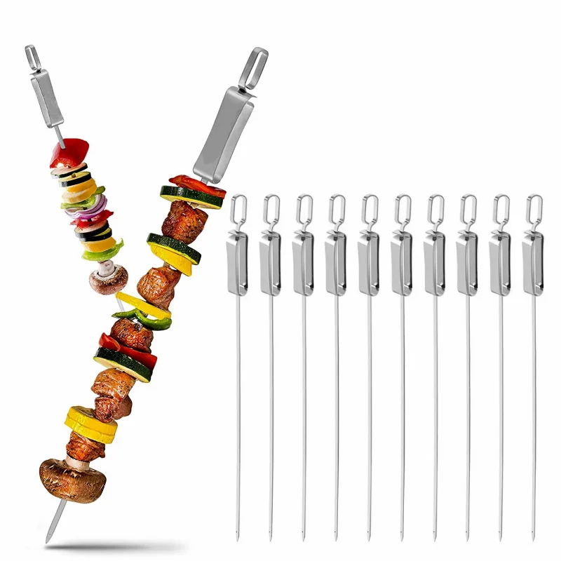 16 Inch Rotating Bbq Skewers Stainless Steel,Hanging Skewers Charcoal