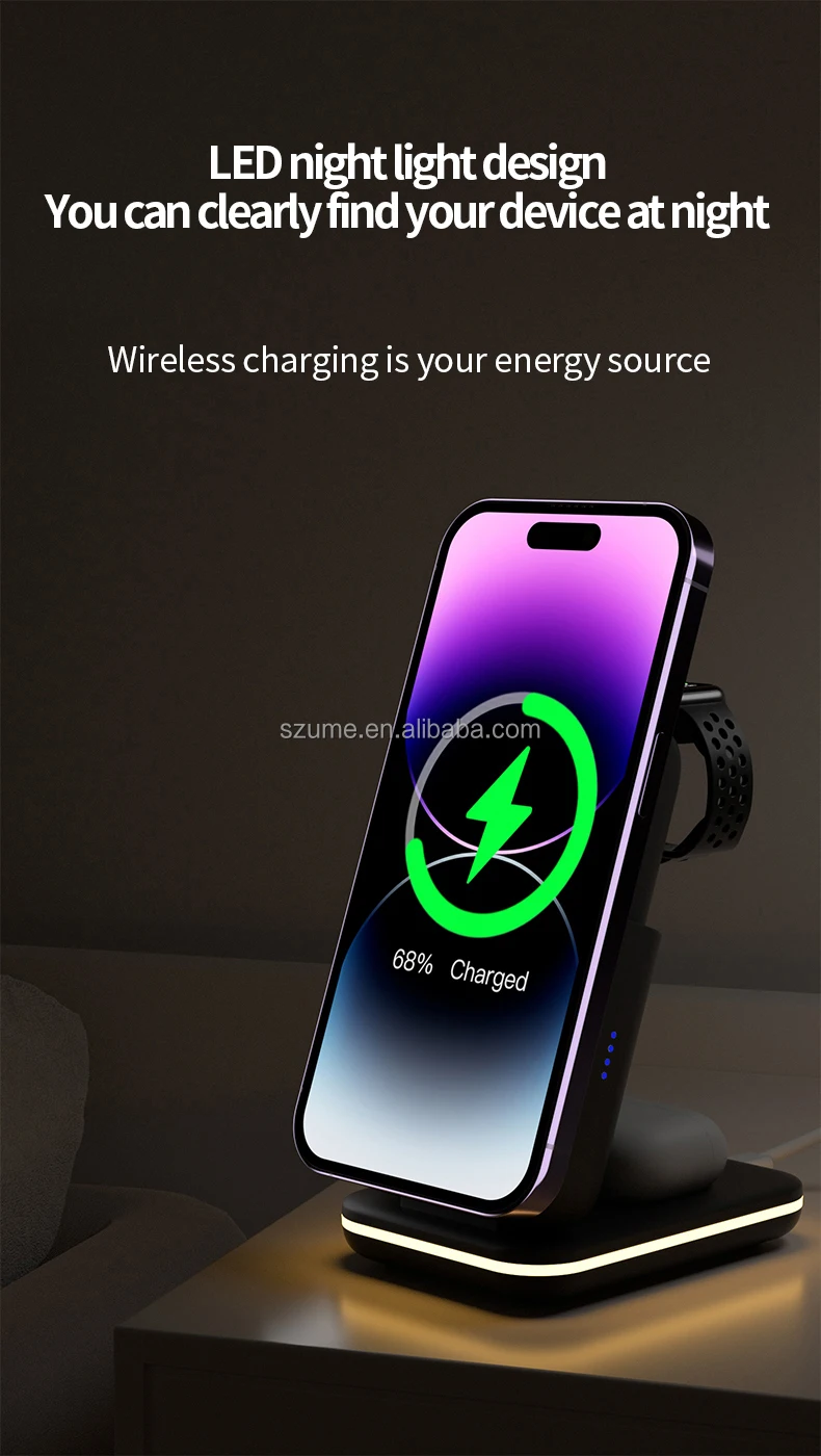 Hot folding 3in1 wireless charging station 10000mAh wireless Power Bank 15W Magnetic Wireless Charger