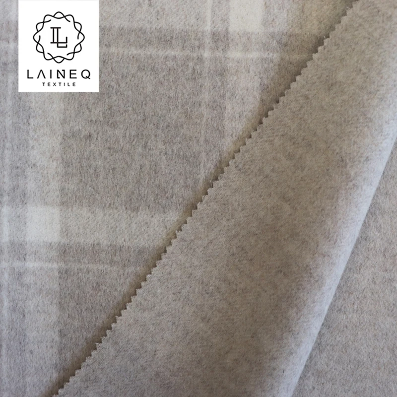 2023 тонкая и красиво сделанная шерстяная текстильная Двусторонняя серая Клетчатая Шерстяная ткань для зимнего пальто 70% шерсть