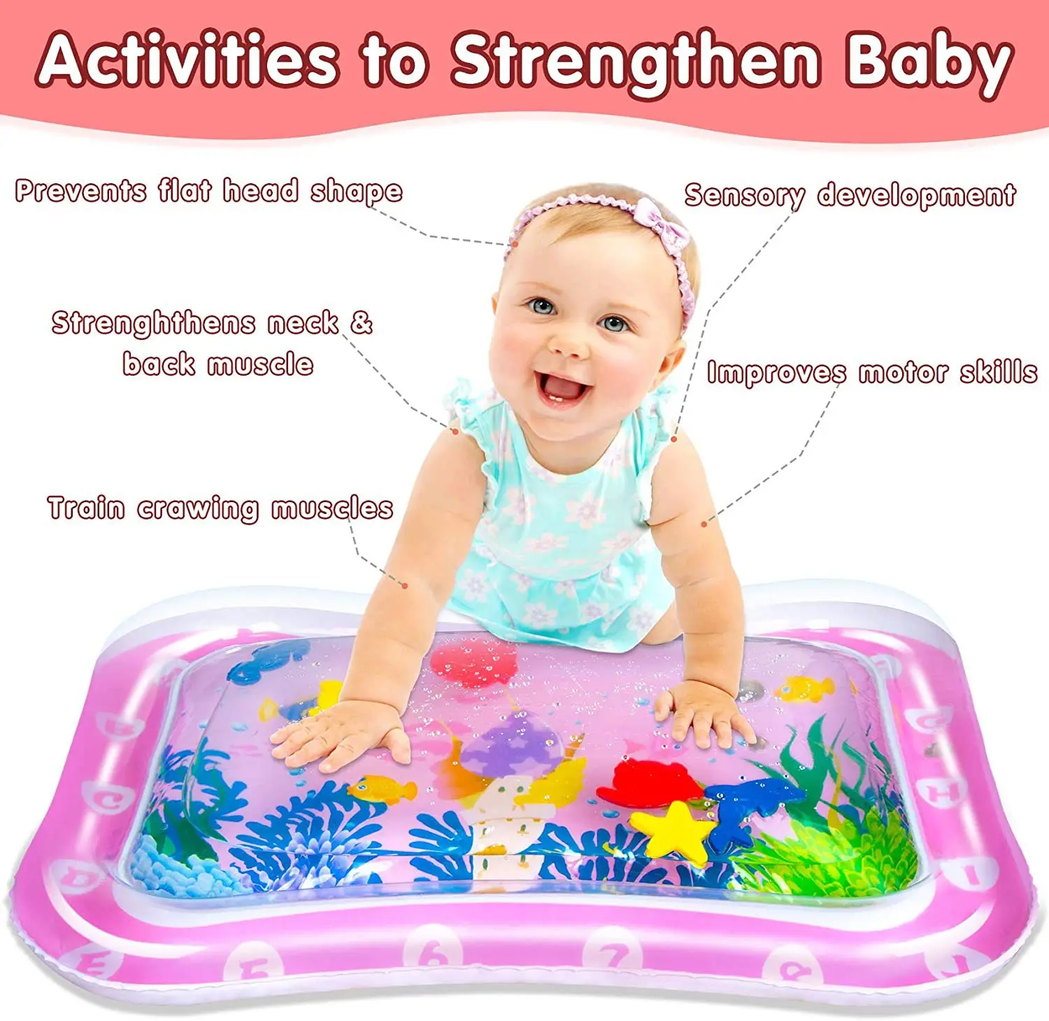 2024 New Pvc Water Play Mat Water Tummy Time Mat For Infants 312
