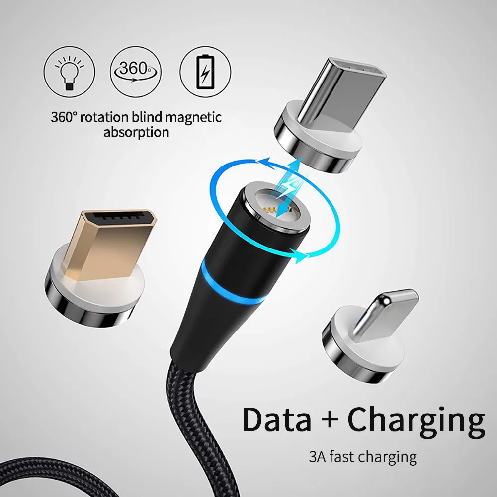 Nylon Braided Metal Alloy Round Magnetic Tip USB Data Cable - ANKUX.COM