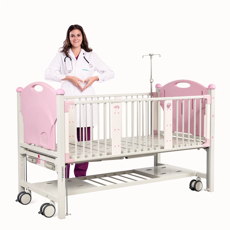 CX2x Casters 2 Cranks 2 Function Newborn Medical Crib Adjustable Manual Babies Nursing Pediatric Bed Children Hospital Bed