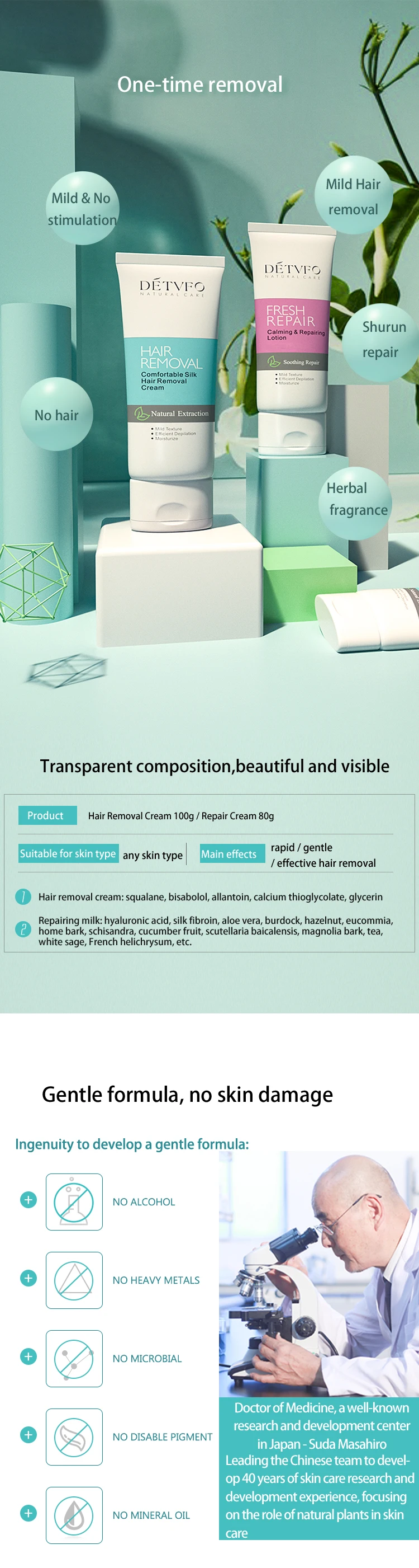 Perfumed Hair Removing Cream Epilator Depilatory Cream Painless Body