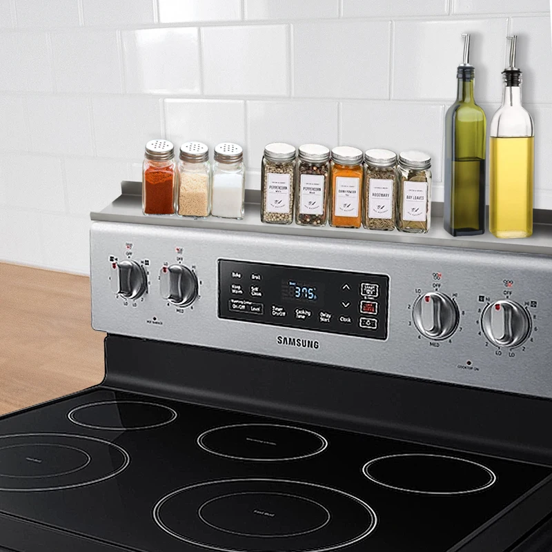 2022 America Hot Sale Single Tier Metal Spice Rack Magnetic Attraction on Top of Stove Standing Type Kitchen Storage Box Packed