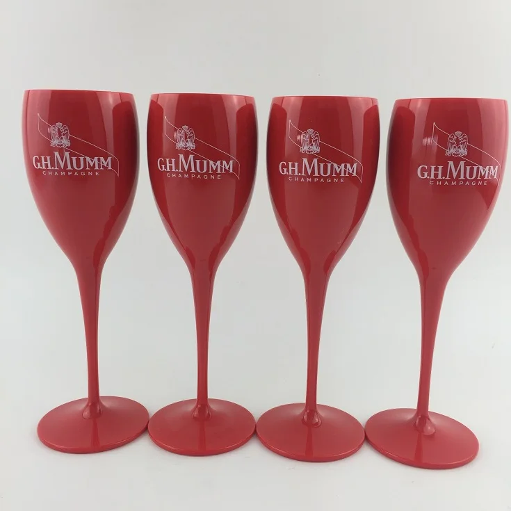 G.H. MUMM FLUTE TULIP SHAPED CHAMPAGNE GLASSES RIBBON w/EAGLE Set of 2