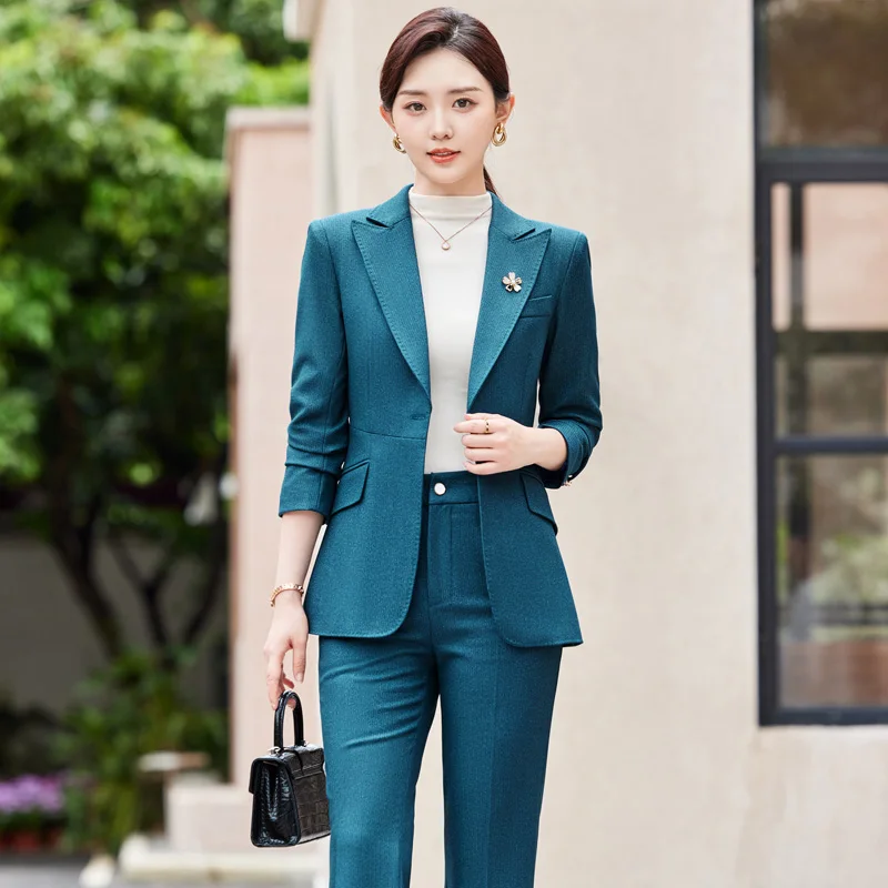 2024 Ladies Professional Dress Women's Business Suit & Blazer for Spring  and Autumn Woven With Button Decoration