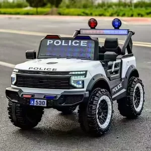 2-Seater Rechargeable Electric Drive Car for Kids Plastic Police Car Toy with MP3 Function and Remote Control