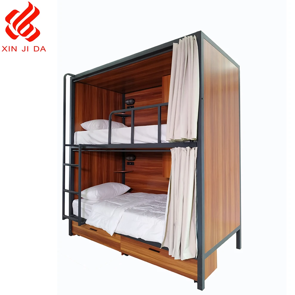 
 High quality Guangzhou Supplier Youth Hotel apartment Bunk Bed/Triple Bunk bed with power system  