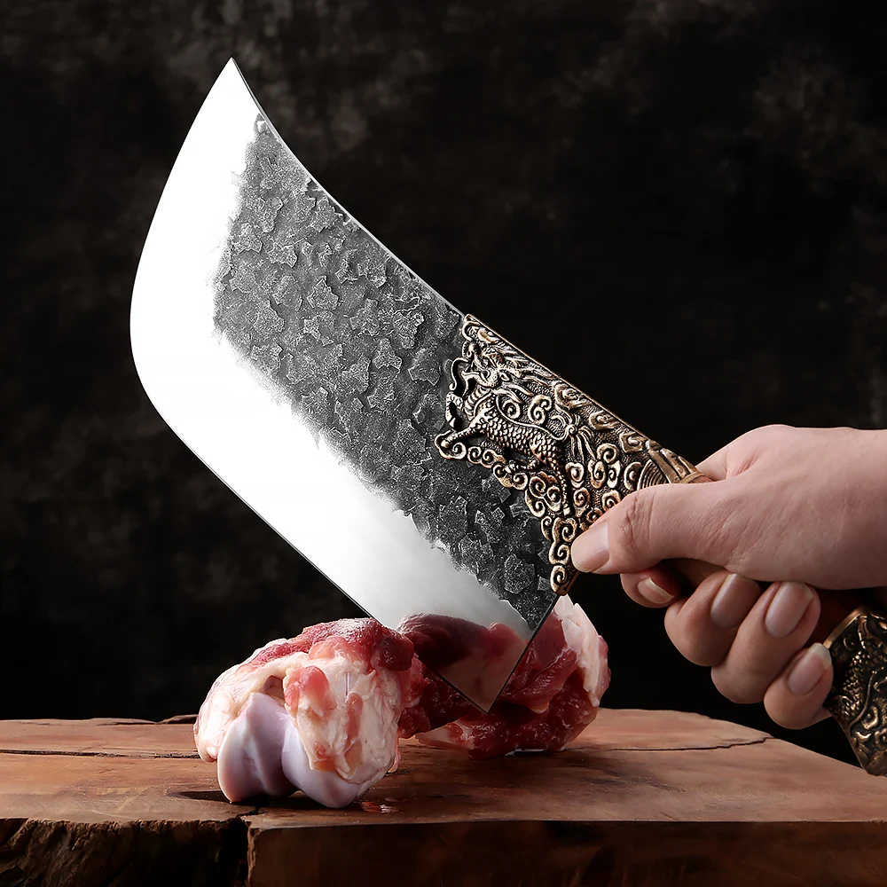 XITUO Handmade Forged Butcher Knife - High Carbon Steel