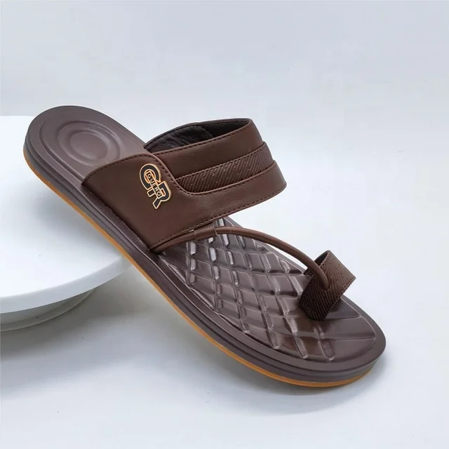 Summer Outdoor Open Toe Shoes Non-slip Outside Rubber Sole Slide Sandals Pu Beach Shoes Arabic Slippers for Men