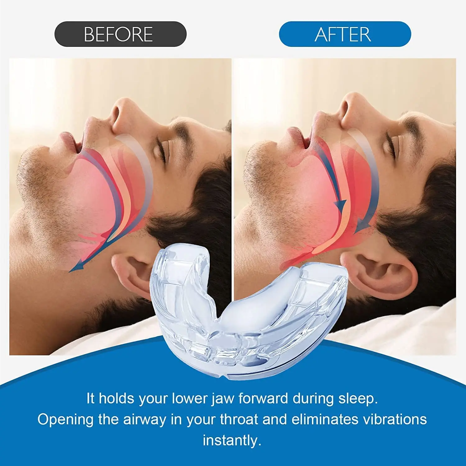 Anti Snoring Mouthpiece Solution Comfort Size Natural Soft Material Sleep Aid for Men Women