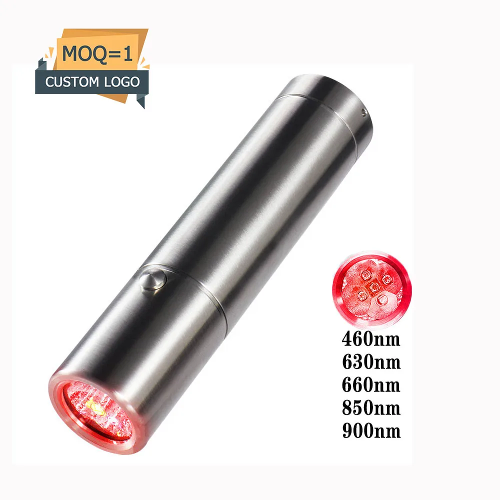 1pcs Custom Logo 5 Led Red Light Therapy Torch Hand Held Wand for Face Beauty Home Use