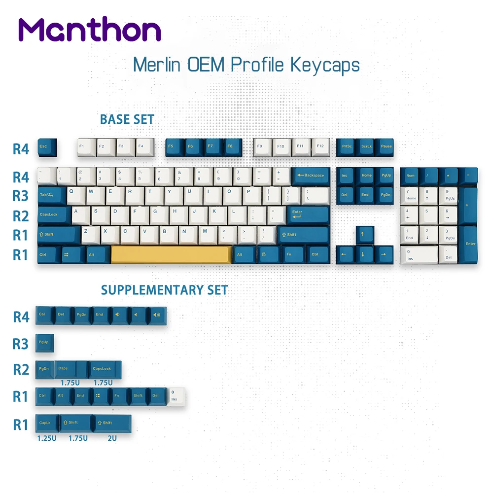 China PBT Keyboard Dye-Sub OEM Metal Cherry Profile Keys Mechanical Blank  Gaming For Blue Sets Key Merlin Keycap Set