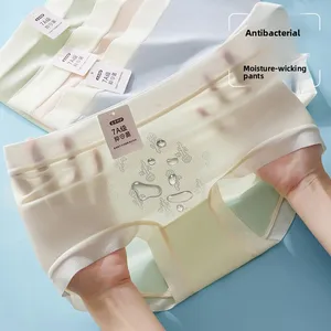 Women's Mid-Waist Sexy Seamless Nude Underwear Quick-Dry Comfortable Thin Ice Silk Panties with 7A Antibacterial Mask Made Nylon