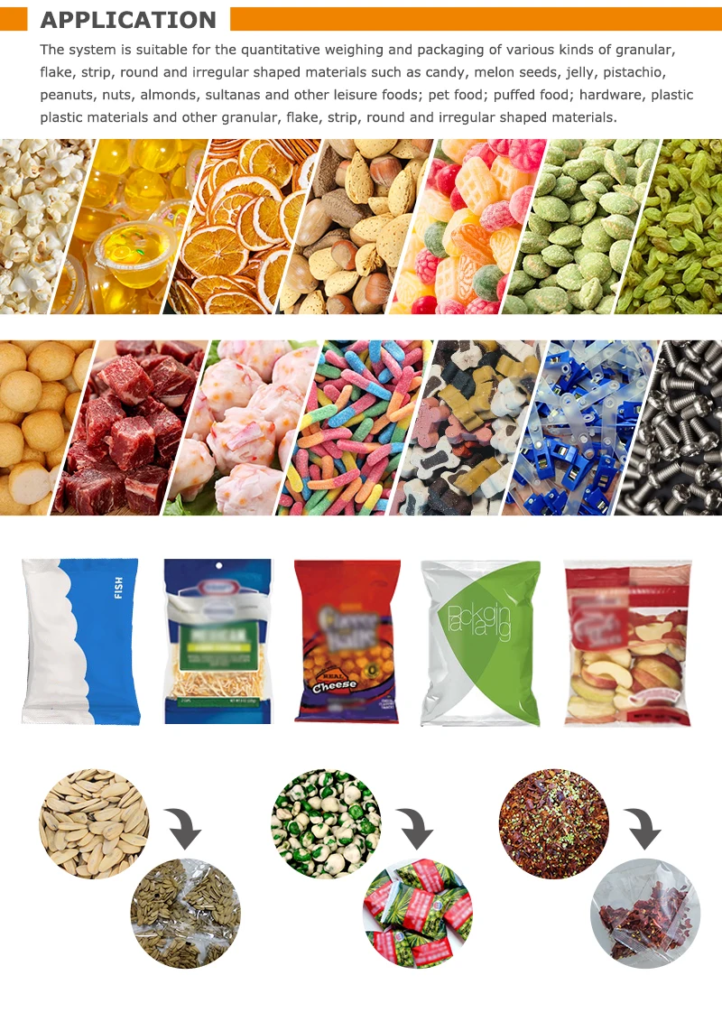 10/14 Hoppers Multihead Weigher Packing Machine with 220V50/60Hz and 1 Year Warranty for Food Packaging
