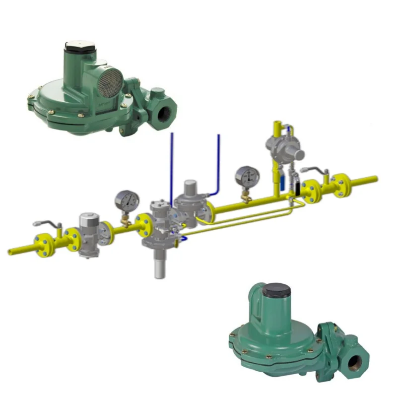 Natural Gas Valve Skid Emerson Fisher HSR/HSRL type Pressure Regulators WIKA pressure gauge