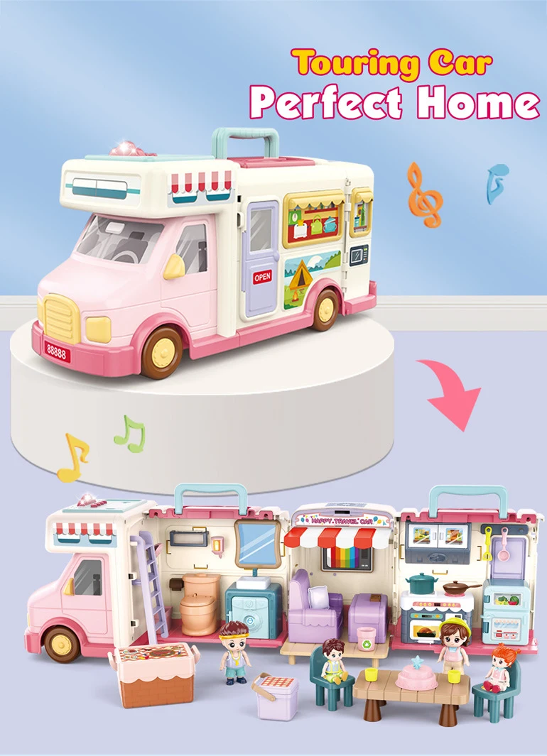 Chengji Toys Girls Pretend Play Sliding Touring Truck Plastic Miniature