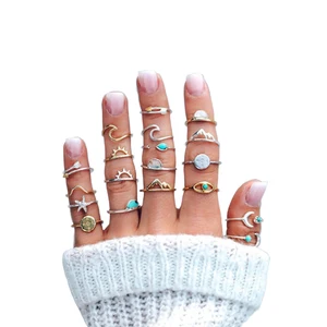 Womens Rings Charms 2020 Factory Supplier Custom Wholesale Designs Vendor Silver 19pcs/set Trendy Alloy Multi Engagement Ring