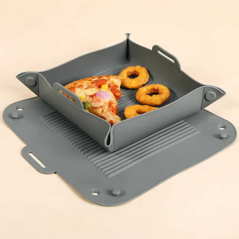 Air Fryer Mat Foldable Thickened Silicone Square Easy Storage High Temperature Resistant Non-Stick Sustainable No Coating Baking supplier