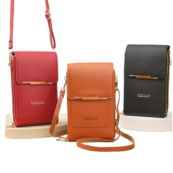 Women's Large Capacity PU Crossbody Shoulder Bag Fashionable Waterproof Durable Wallet Portable Zipper Closure for Smartphones