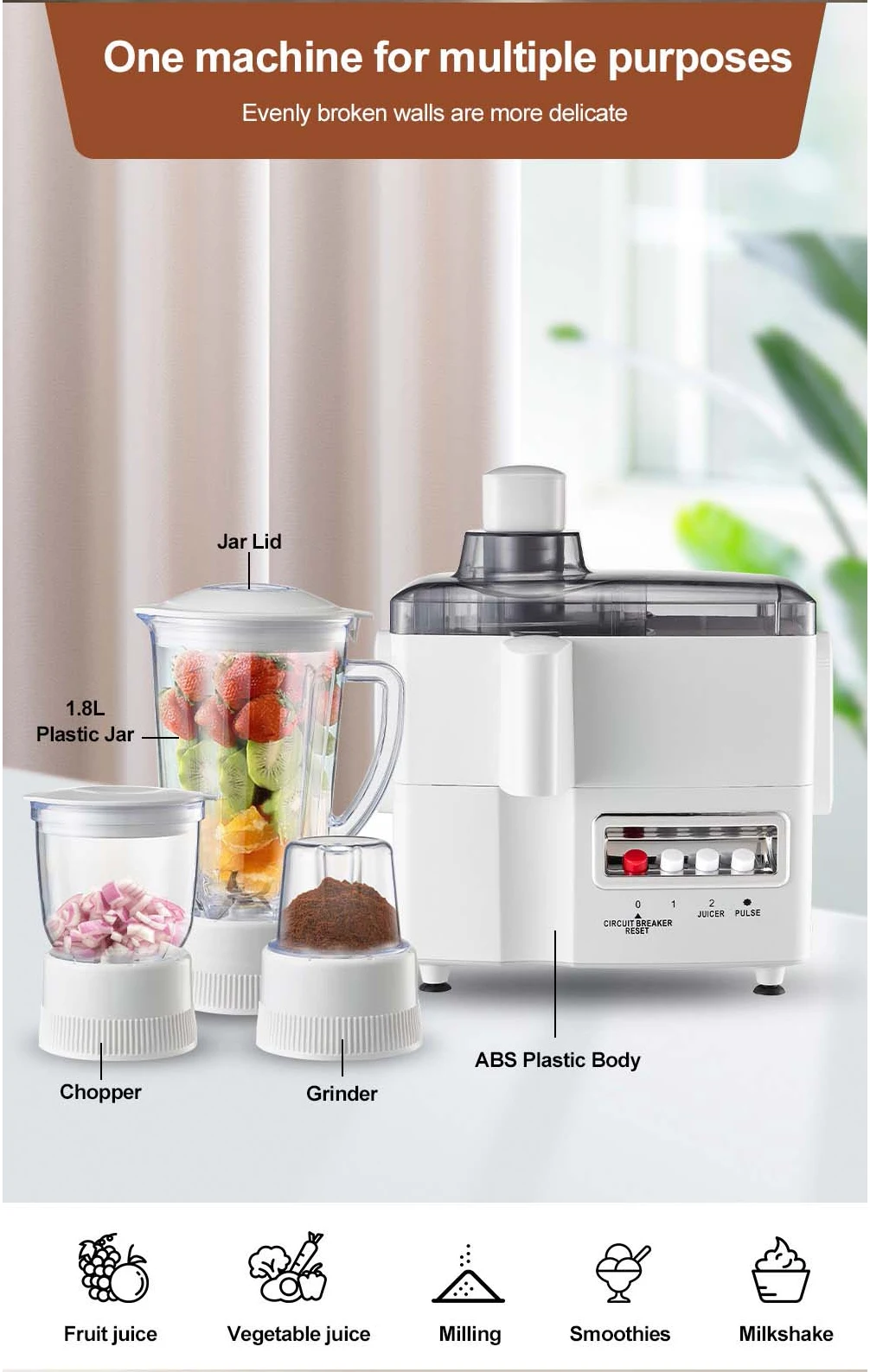 Quality Blender For Smoothies Electric Blender Mixer Grinder Machine Blender And Food Processor manufacture