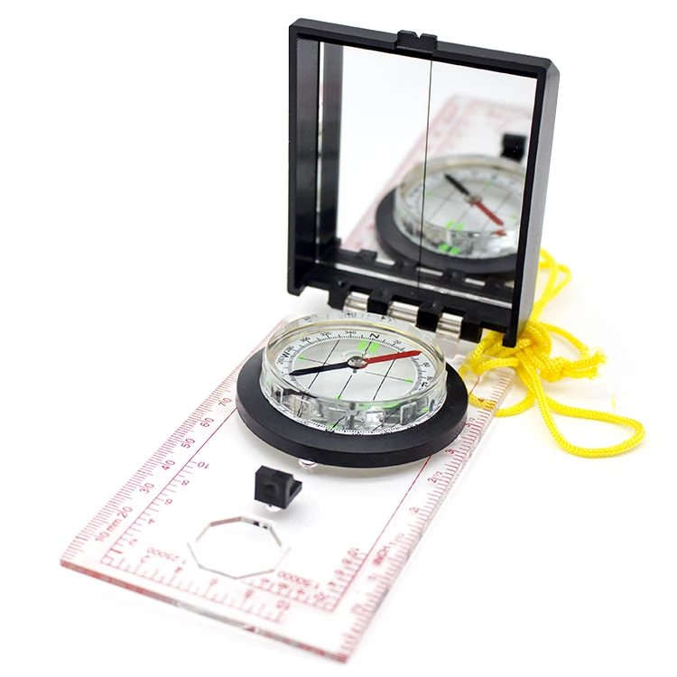 Portable Mini Acrylic Base Plate Compass Handy Handheld Map Ruler Mirror Sports Navigation Guide Perfect Hike Companion Pointer
