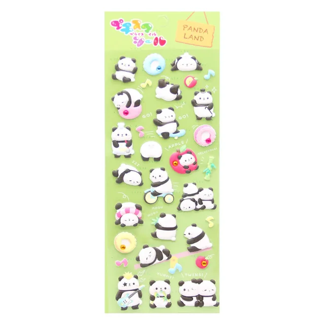 High quality custom cute cartoon self-adhesive three-dimensional panda stickers for kids