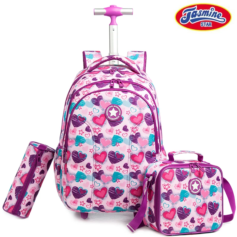 Jasminestar Custom New Wheeled School Bag Trolley School Bags for Girls ...