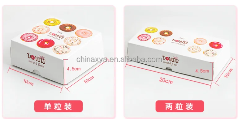 Custom Printing Take Away Paper Packaging Boxes For Donuts, Folding Mini Donuts Packaging Box one or Two donut packaging boxes factory