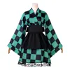 Tanjiro's short maid dress (lace trim) (kimono obi with large bow)