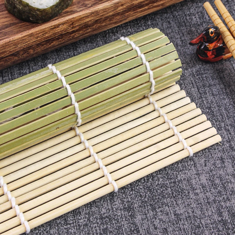 Tappetino Per Sushi In Bambù Con Cestino Portata In Legno – 19x19 Cm, Fatto A Mano, Ideale Per Cucina Giapponese