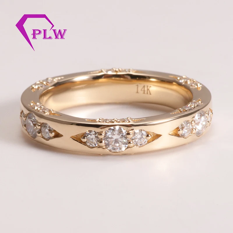 14k customized modern style DEF moissanite lacier ring band in white gold/rose gold/yellow gold