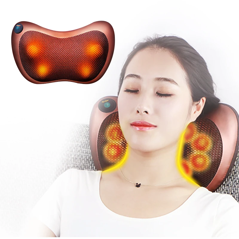 Factory Direct Sale Back and Neck Massager 3D Kneading Deep Tissue Electric Massage Pillow for Heat