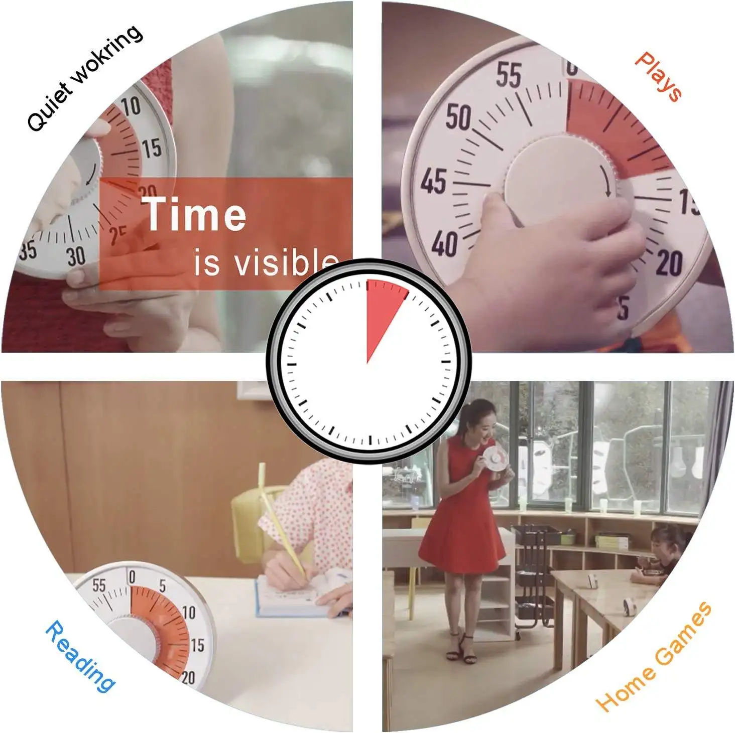 Round Mechanical Countdown Timer Ideal For Classroom Kitchen