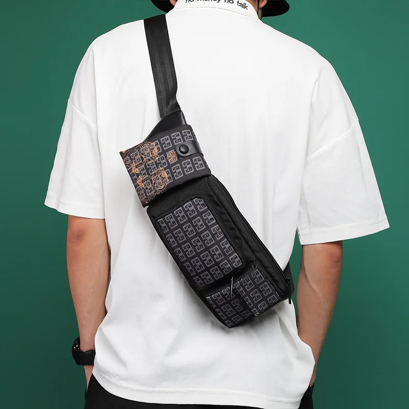 Modieuze nationale modedesign heren borstzak schouder crossbody tas outdoor fietsen sport mobiele telefoon heuptas groothandel