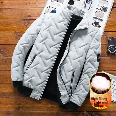 Men's Bomber Jacket Autumn Winter New Korean Style Trendy Short Stand Collar Lightweight Streetwear Heart Pattern