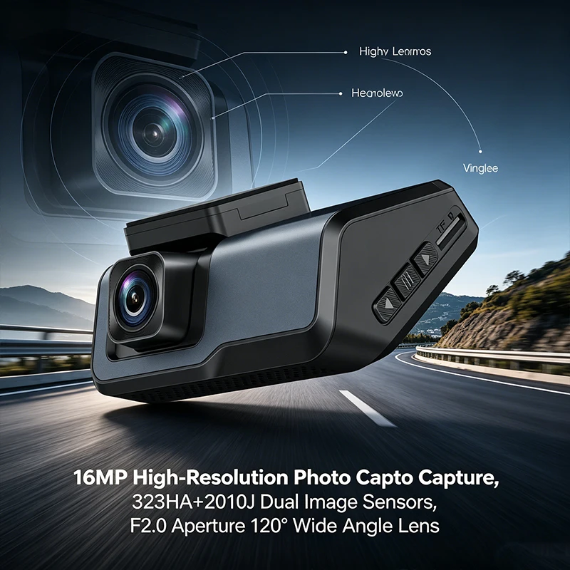 VS1135 4K UHD Dash Cam & Video Recorder 3 Inch IPS HD Display Dual Lens Real-time Video Playback Speaker Mic Easy Installation