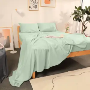 Super Soft 14 Inch Deep Pockets Microfiber Polyester 1800 Thread Count Fitted Bed Sheets Set