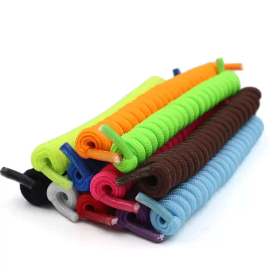Custom Round Twisty Spring Laces No Tie Curly Elastic Shoelaces For