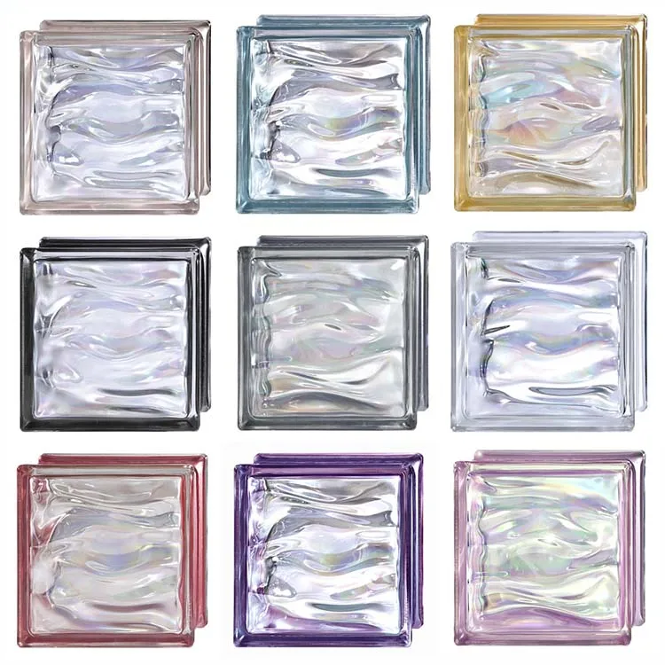 Metallized Hollow Glass Blocks Dichroic Color Textured Building Glass Blocks Bricks Fire Rated Decorative Building Glass Block