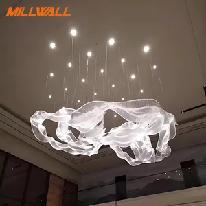 Modern Ribbon Crystal Warm White LED Pendant Light Decorative Lighting Product Switch Control Chandelier for Hotel Show Room