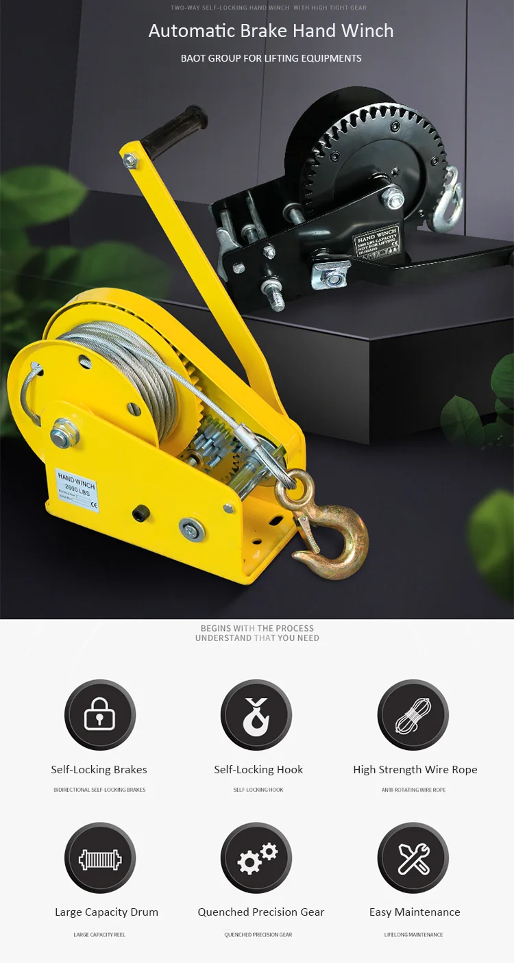 Heavy Duty Hand Winch Manual Winch Boat Winch Large Capacity 500 3000kg